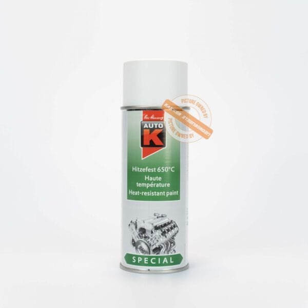 Auto-K high-gloss black spray paint, providing a smooth, shiny finish.