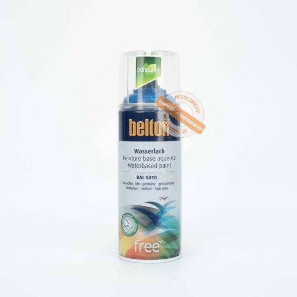 Blue Belton spray paint, RAL 5010, product code 332006.