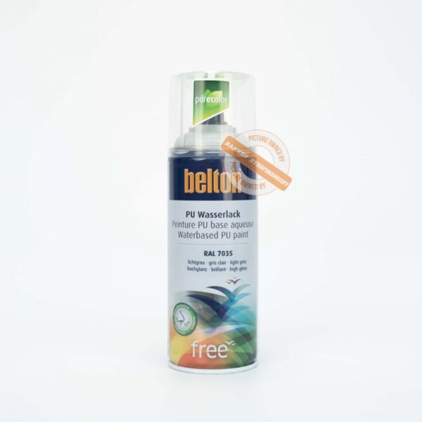 Light grey Belton spray paint, RAL 7035, product code 332010.