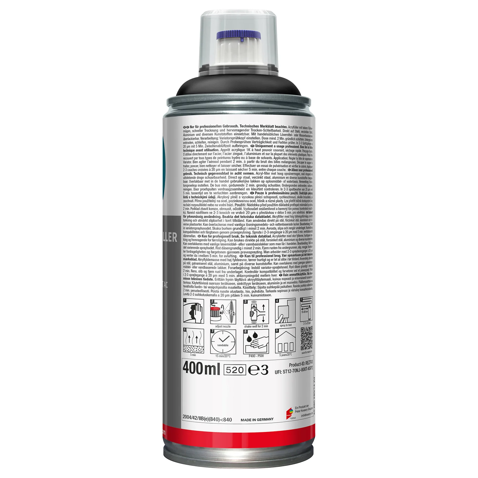 SprayMax Acrylic fillers Dark gray - back label
