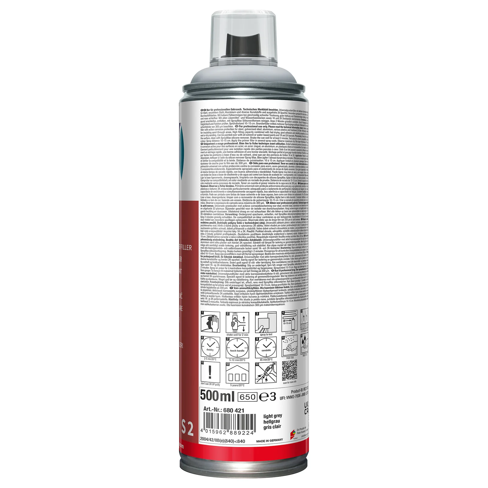 SprayMax Unifill Light Gray - back label