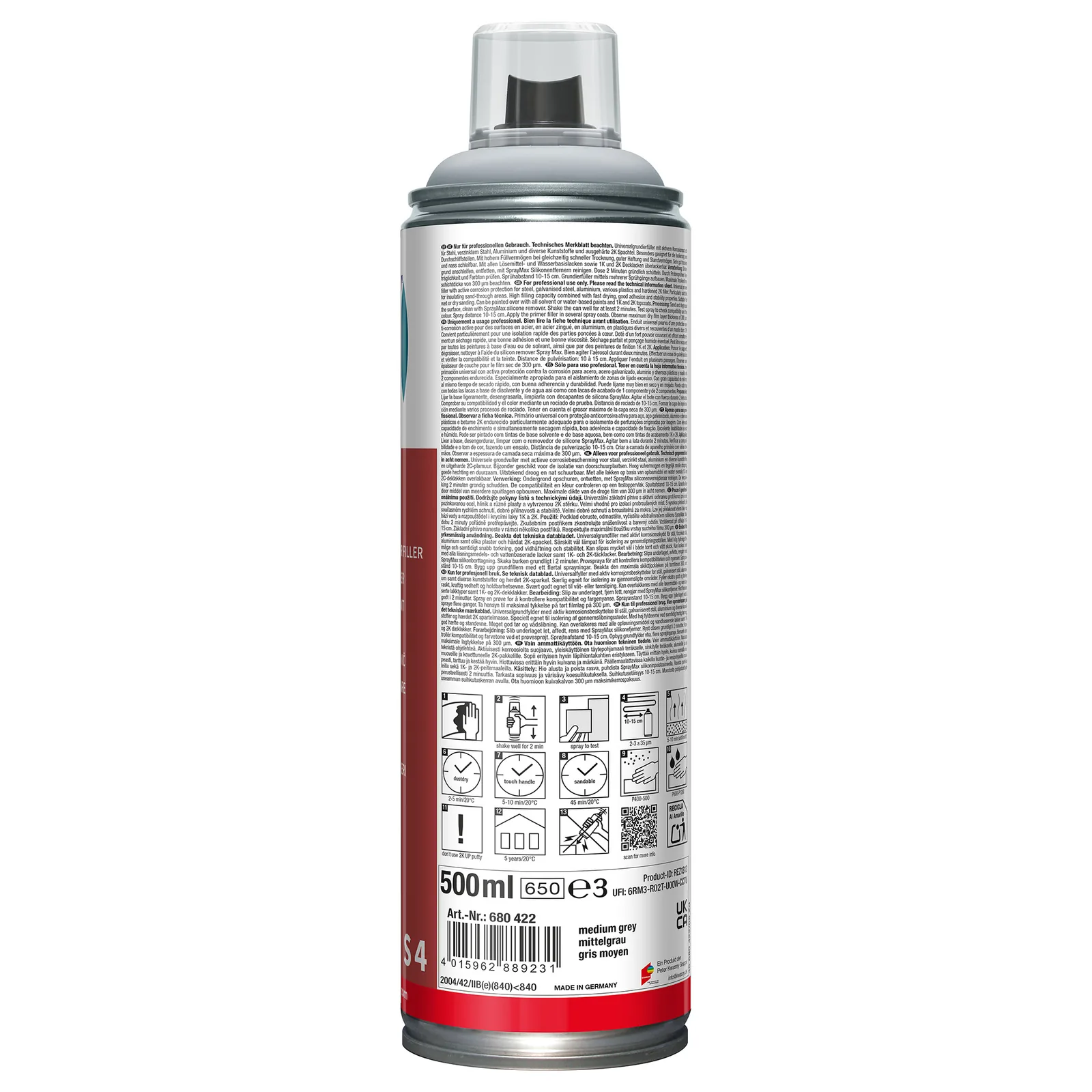 SprayMax Unifill Middle Gray - back label