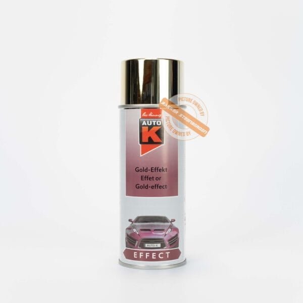 AUTO-K chrome gold spray paint can on a white background